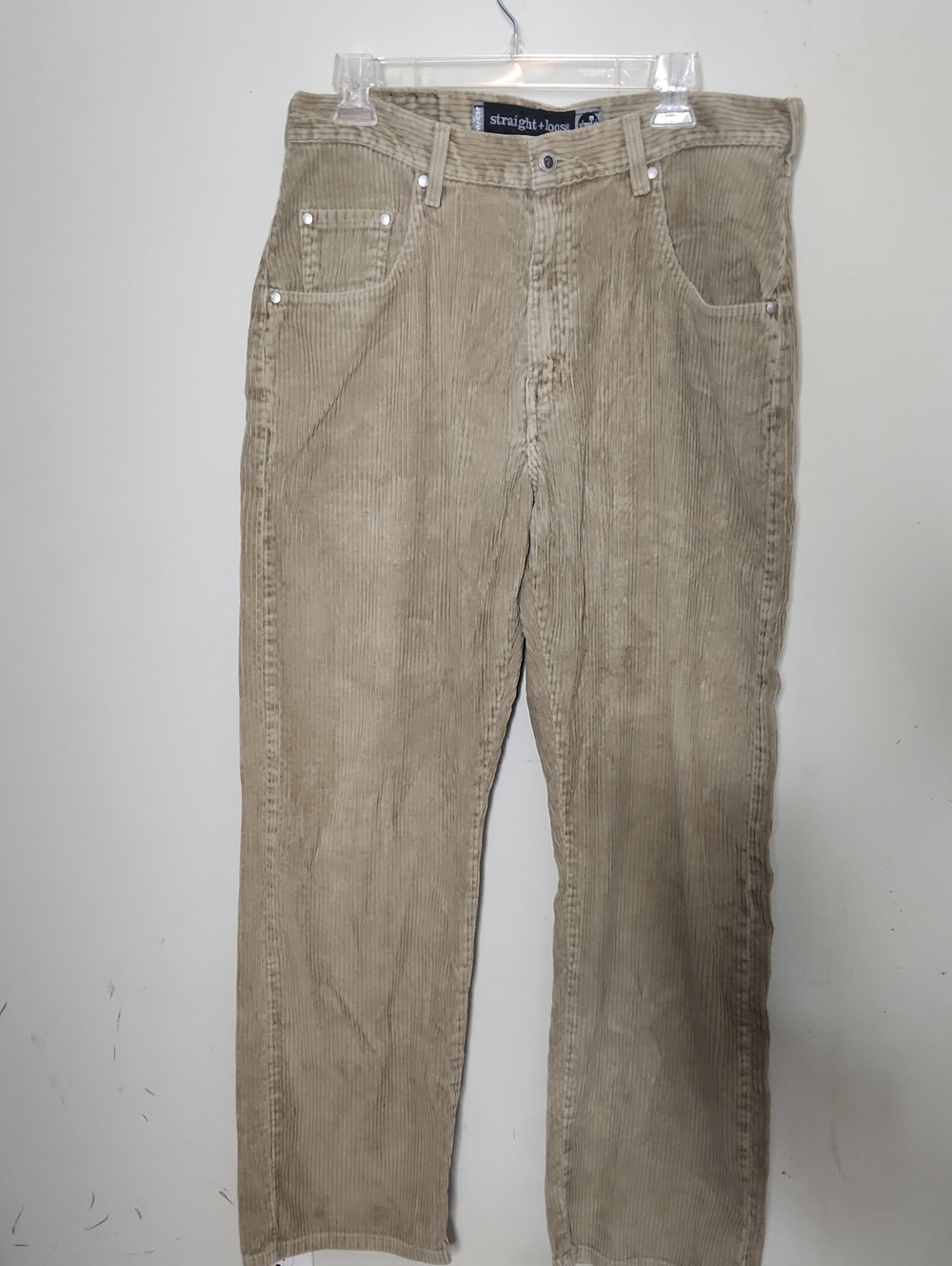 Men's  90s Silver Tab Levis Thick Loose Straight Baggy Corduroy Pants Khaki
